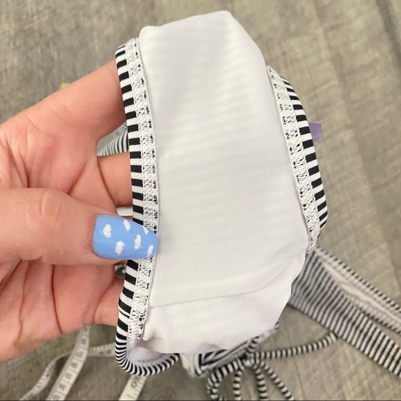 Aerie blue white one piece swimsuit stripe aerie black swimsuit size small - Picture 6 of 6